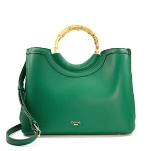 Brand New Dune Distinguish Bamboo Handle Satchel Green Large